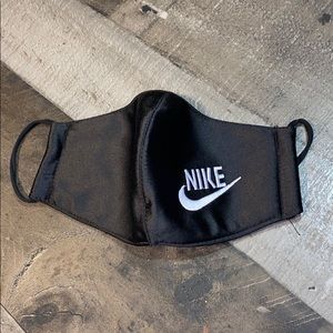 Designer black and white Nike logo face mask
